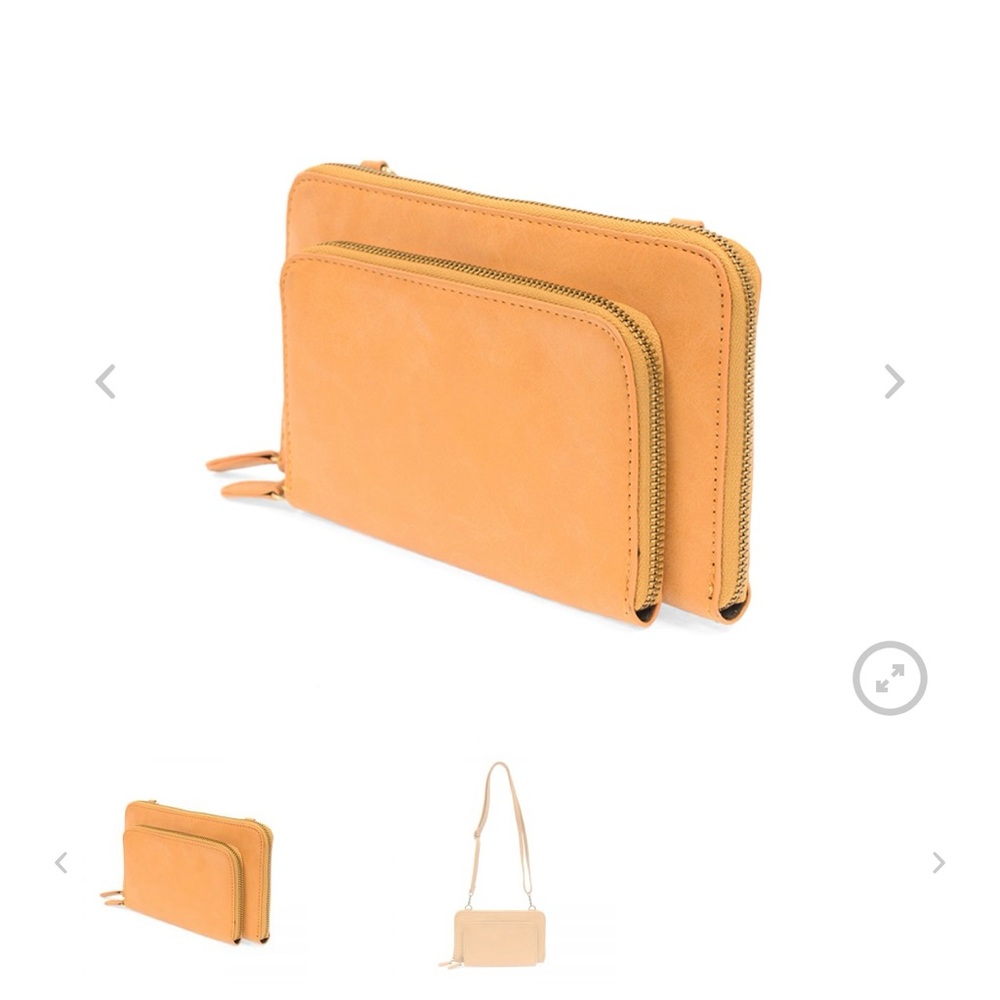 Joy Susan Mustard Vegan Leather Wristlet/Crossbody